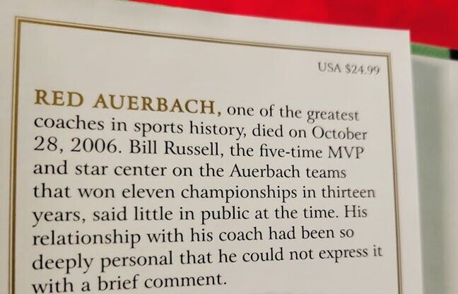 Signed Bill Russell "Red and Me : My Coach, My Lifelong Friend"