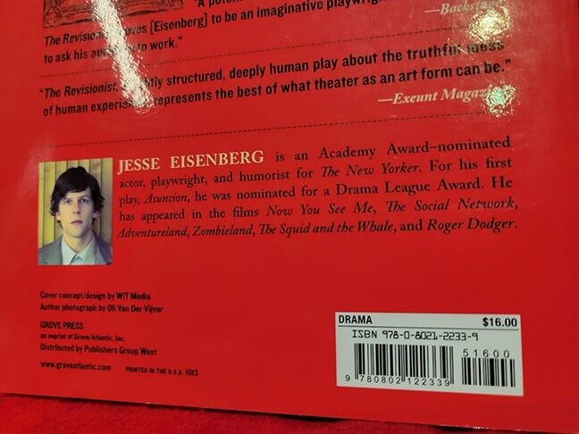 Jesse Eisenberg Signed The Revisionist: A Play (2013, Trade Paperback)